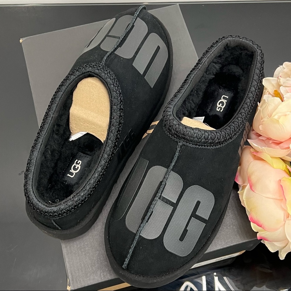 UGG Tasman Scatter Graphic Slippers Men 12 Black - Picture 2 of 5